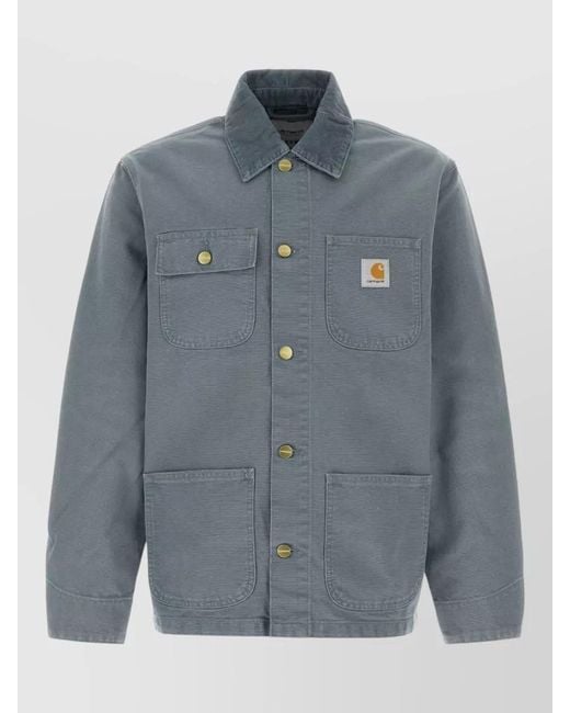 Carhartt Blue Denim Michigan Coat Collared Front Pockets for men