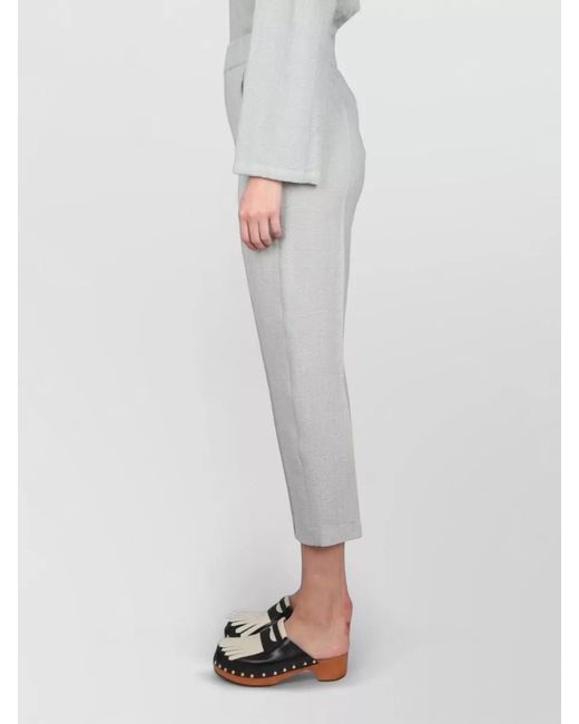 Alysi Gray High Waist Cropped Pants Elastic Waistband