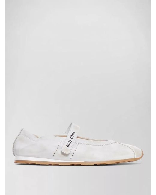 Miu Miu White Leather Ballerina Shoes