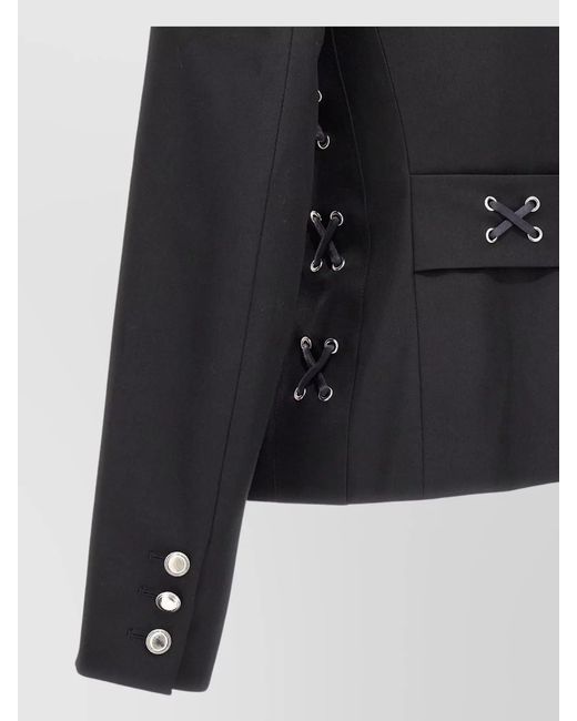 Alessandra Rich Black Single-Breasted Fitted Blazer Jacket