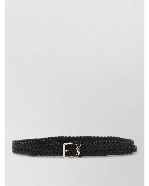 Saint Laurent White Leather Braided Belt for men
