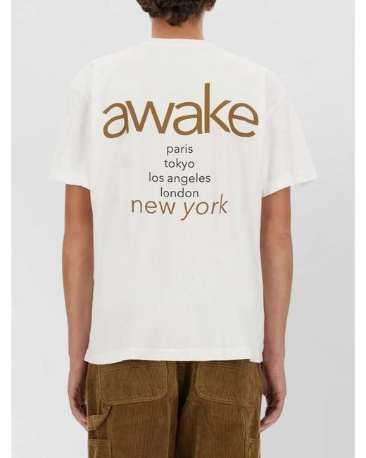 AWAKE NY White Logo Graphic Crew Neck Short Sleeve T-Shirt for men