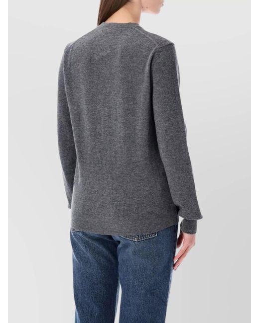 COMME DES GARÇONS PLAY Gray Wool Crystal Embellished Round Neck Cardigan