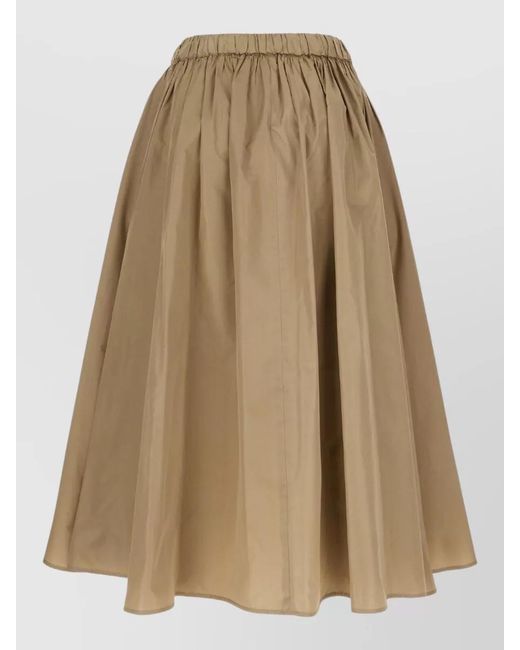 Max Mara Natural Taffeta Midi Skirt Elastic Waist Flared