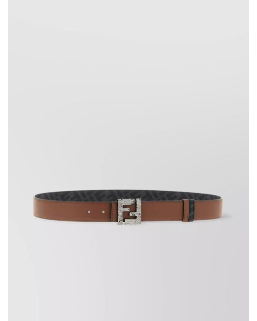 Fendi Black Leather Reversible Belt for men