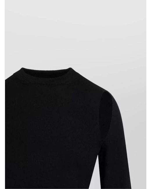 Sportmax Black Virgin Wool Ribbed Cutout Jumper