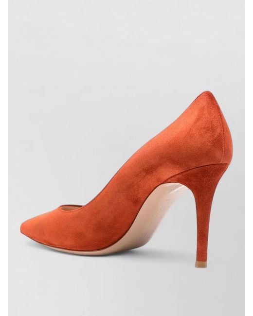 Gianvito Rossi Red Suede Stiletto Pumps Pointed Toe Lightweight