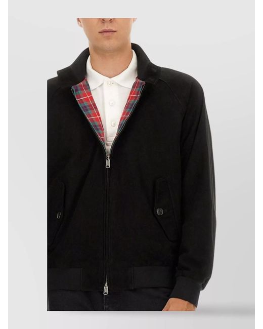 Baracuta Black Leather Harrington Jacket for men