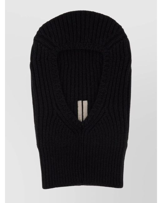 Rick Owens Black Ribbed Wool Balaclava for men
