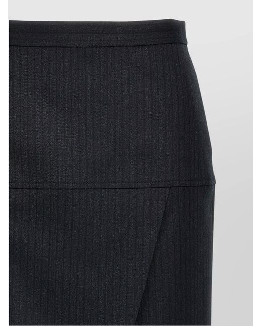 Fendi Blue Pinstriped Wool Pencil Skirt