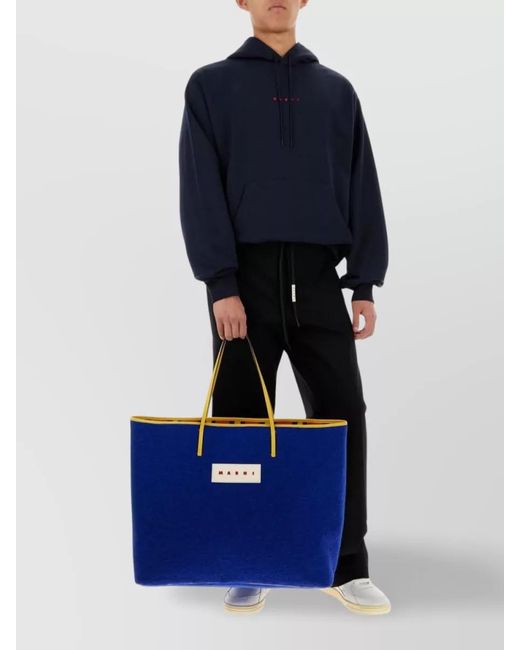 Marni Blue Medium Felt Tote Bag
