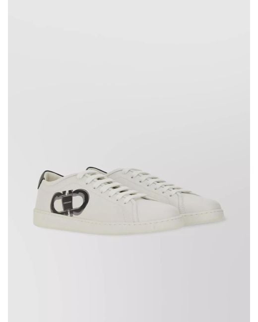 Ferragamo Gray Low-Top Round Toe Rubber Sole Sneaker for men