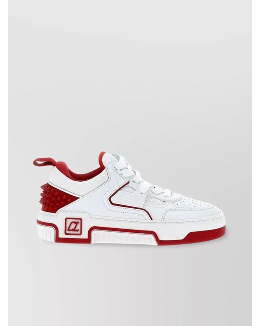 Christian Louboutin White Leather Studded Low-Top Sneakers