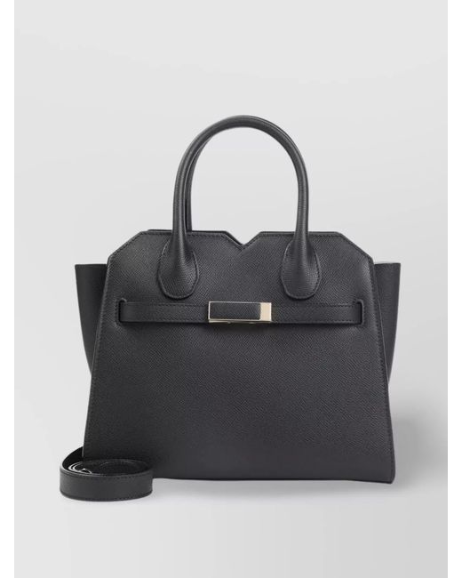 Valextra Black Mini Calf Leather Shoulder Bag