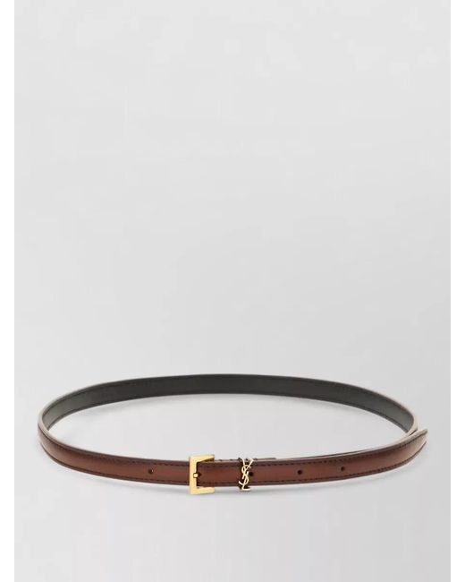 Saint Laurent Gray Leather Belt Adjustable Length Refined Design