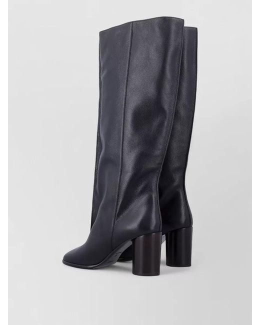Lemaire Blue High Shaft Block Heel Pointed Toe Boots