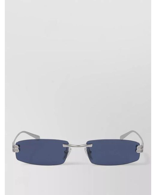 Balenciaga Blue Gossip S Rectangular Rimless Metal Sunglasses