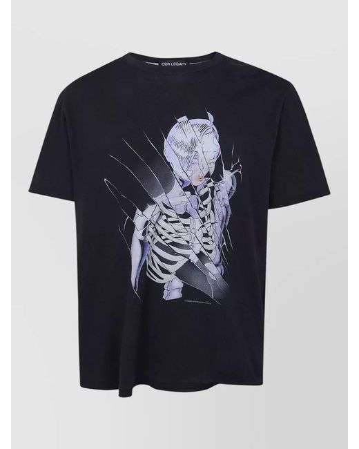 Our Legacy Blue Box Logo Crew Neck Short Sleeve T-Shirt for men