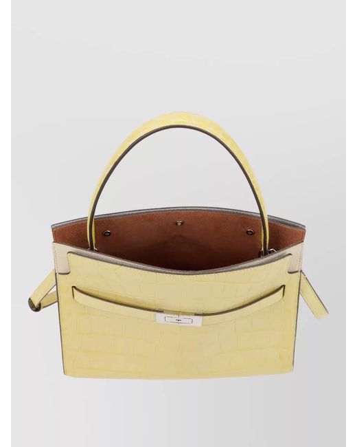 Tory Burch Metallic Lee Radziwill Crocodile Embossed Shoulder Bag