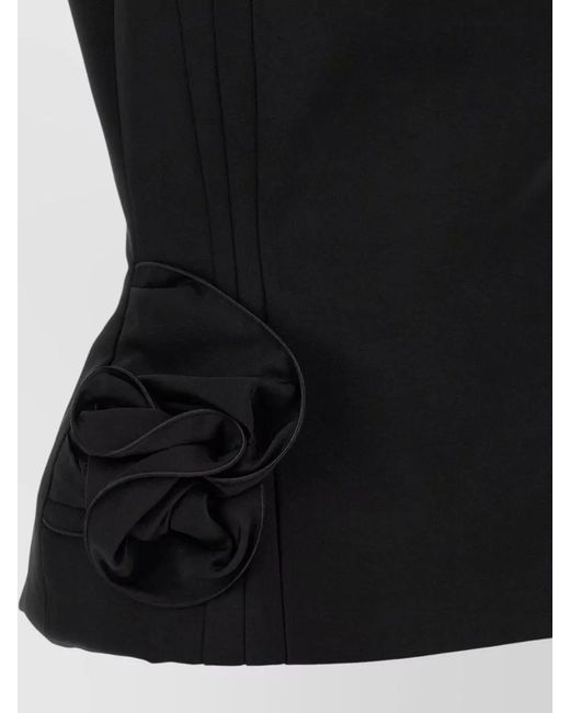 Magda Butrym Black Silk Blend Floral Appliqué Top