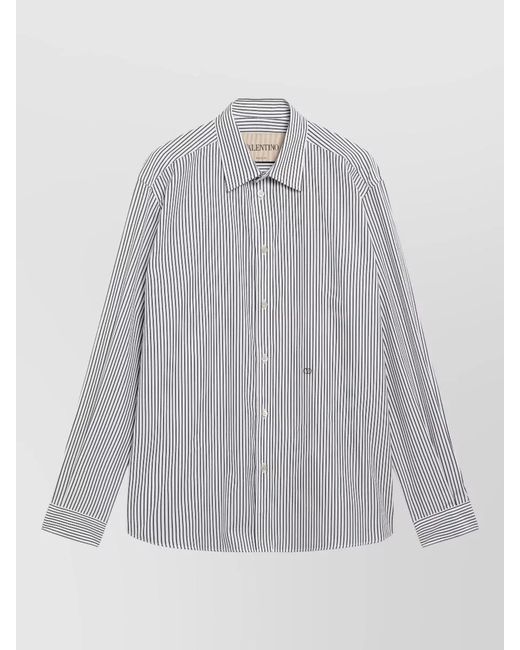 Valentino Gray Striped Shirt Button Down Collar Cuffs for men