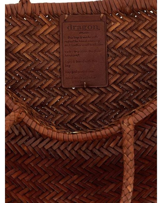 Dragon Diffusion Brown Bamboo Triple Jump Big Leather Beach Bag