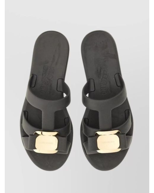 Ferragamo Gray Pvc Slide Sandals