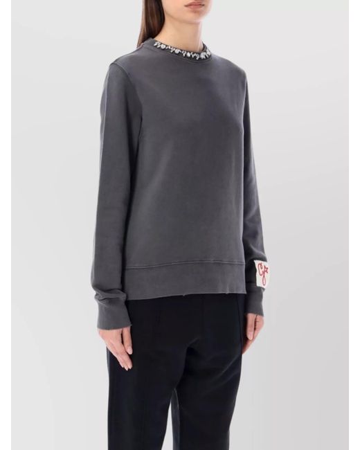 Golden Goose Deluxe Brand Gray Crystal-Embellished Cotton Crew-Neck Sweatshirt