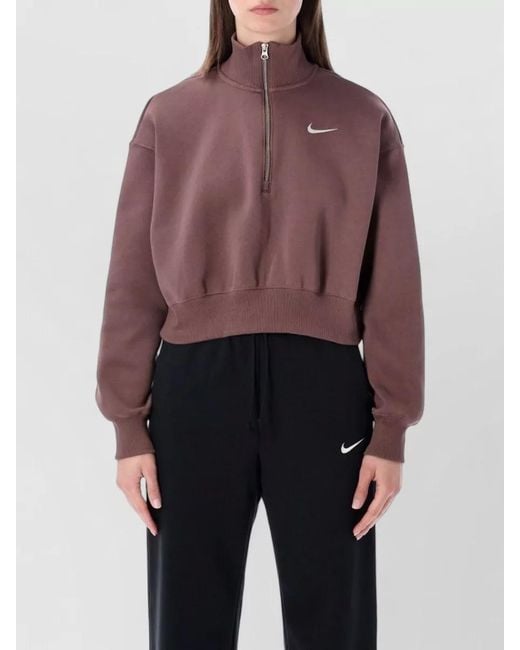 Nike Purple Phoenix Fleece Quarter Zip Cropped Sweatshirt