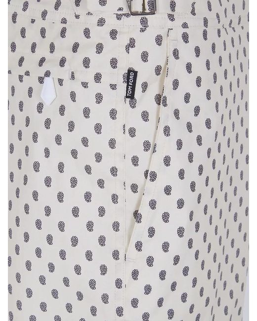 Tom Ford White Paisley Print Swim Shorts for men