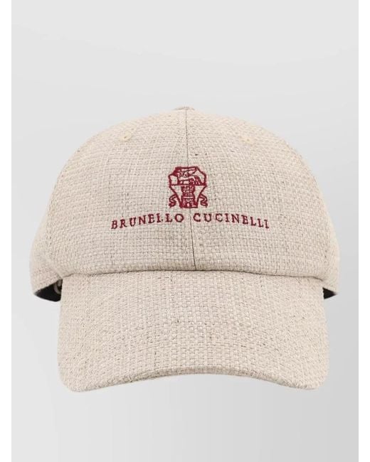 Brunello Cucinelli Natural Silk Linen Wool Hat Curved Brim for men