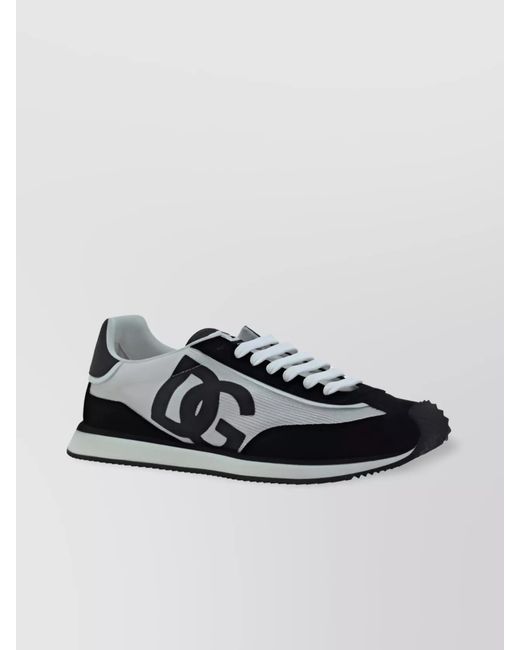 Dolce & Gabbana Black Leather Mesh Low-Top Sneakers for men