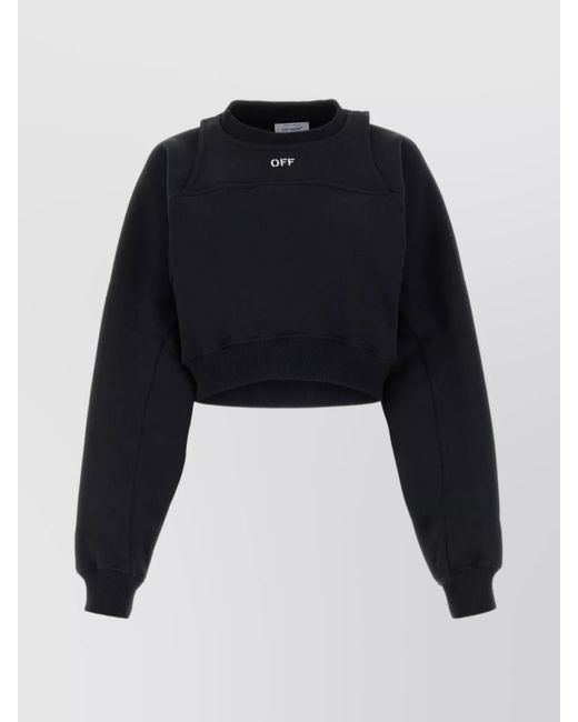 Off-White c/o Virgil Abloh Blue Cropped Cotton Sweatshirt