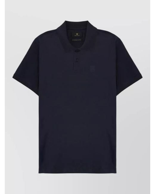Belstaff Blue Polo Shirt Steel Logo Patch Design for men