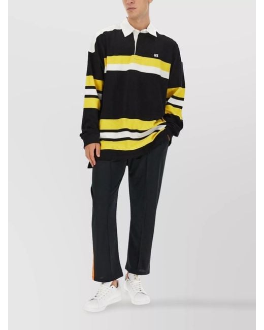 Wales Bonner Black Striped Oversized Polo Shirt for men