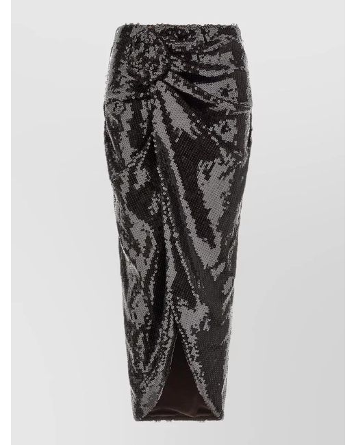 ROTATE BIRGER CHRISTENSEN Black Sequin Knot Skirt High Waist Design
