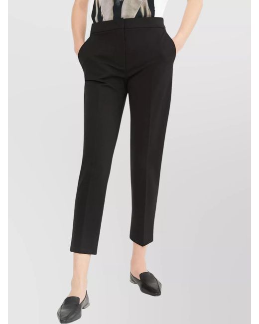 Max Mara Black Viscose Pegno Slim-Fit Cropped Trousers