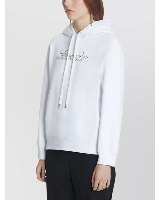 Lanvin White Cotton Sequin Hooded Sweatshirt
