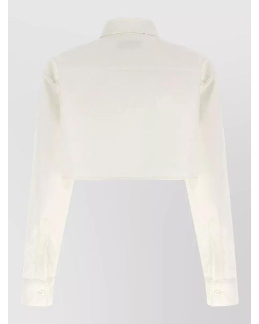Balenciaga White Cropped Shirt Long Sleeves Buttoned Cuffs Collar