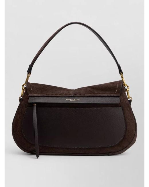 Gianni Chiarini Brown Suede Shoulder Bag Adjustable Strap