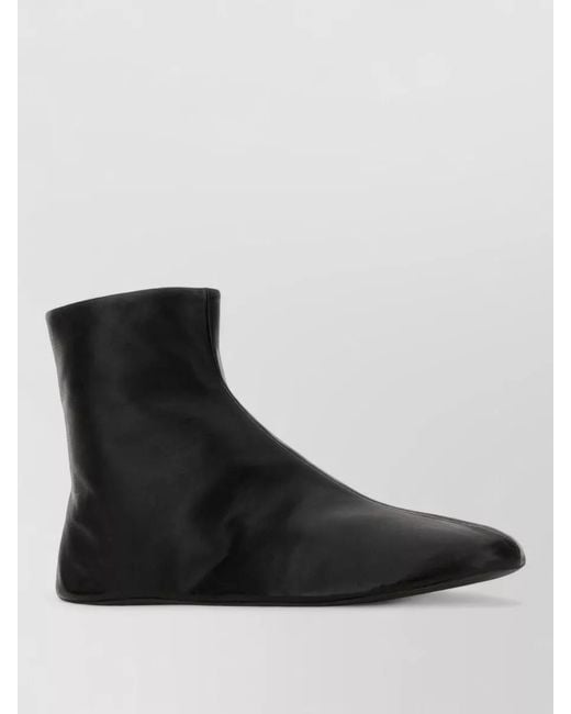 The Row Black Leather Shearling-Lined Ankle Boots