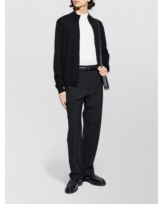 Emporio Armani Blue Wool Cardigan High Neck Long Sleeves for men