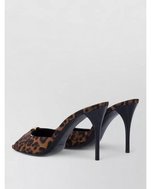 Saint Laurent Multicolor Babylone Mule 90 Leopard Grosgrain Heel