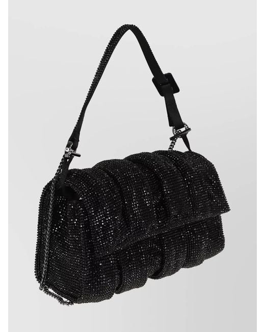 Benedetta Bruzziches Black Metal Mesh Crystal-Embellished Shoulder Bag