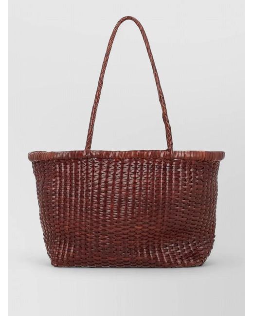 Dragon Diffusion Red B Weave Small Leather Beach Bag