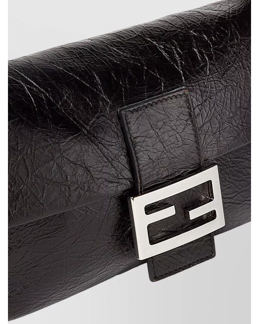 Fendi Black Baguette 26424 Calfskin Clutch Bag