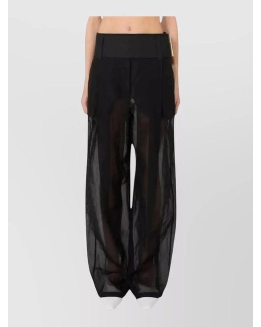 Sportmax Black High Waist Wide Leg Pants Metallic Detail