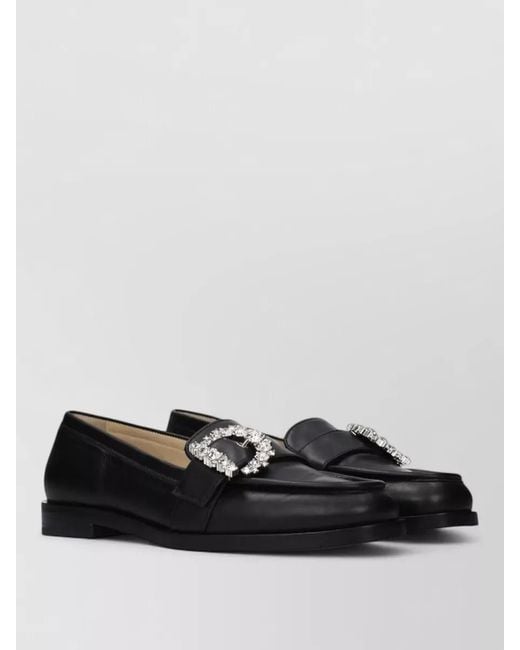Jimmy Choo Black Leather Slip-On Loafers