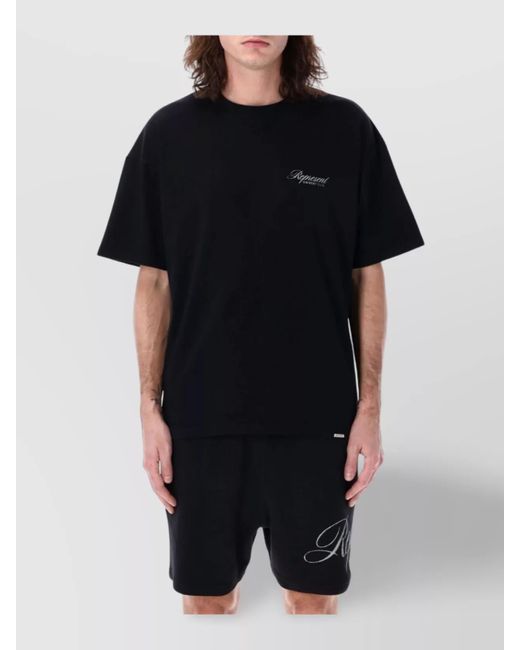 Represent Black Cotton Oversized Logo-Print T-Shirt for men