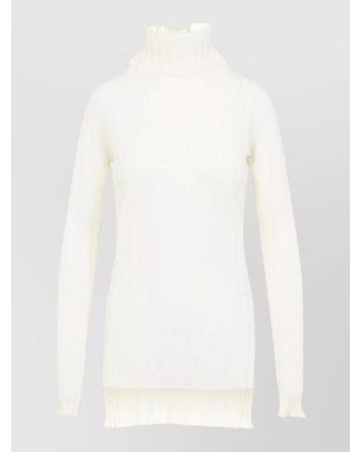 Carven White Turtle Neck Underpinning Stretch Knit Pullover